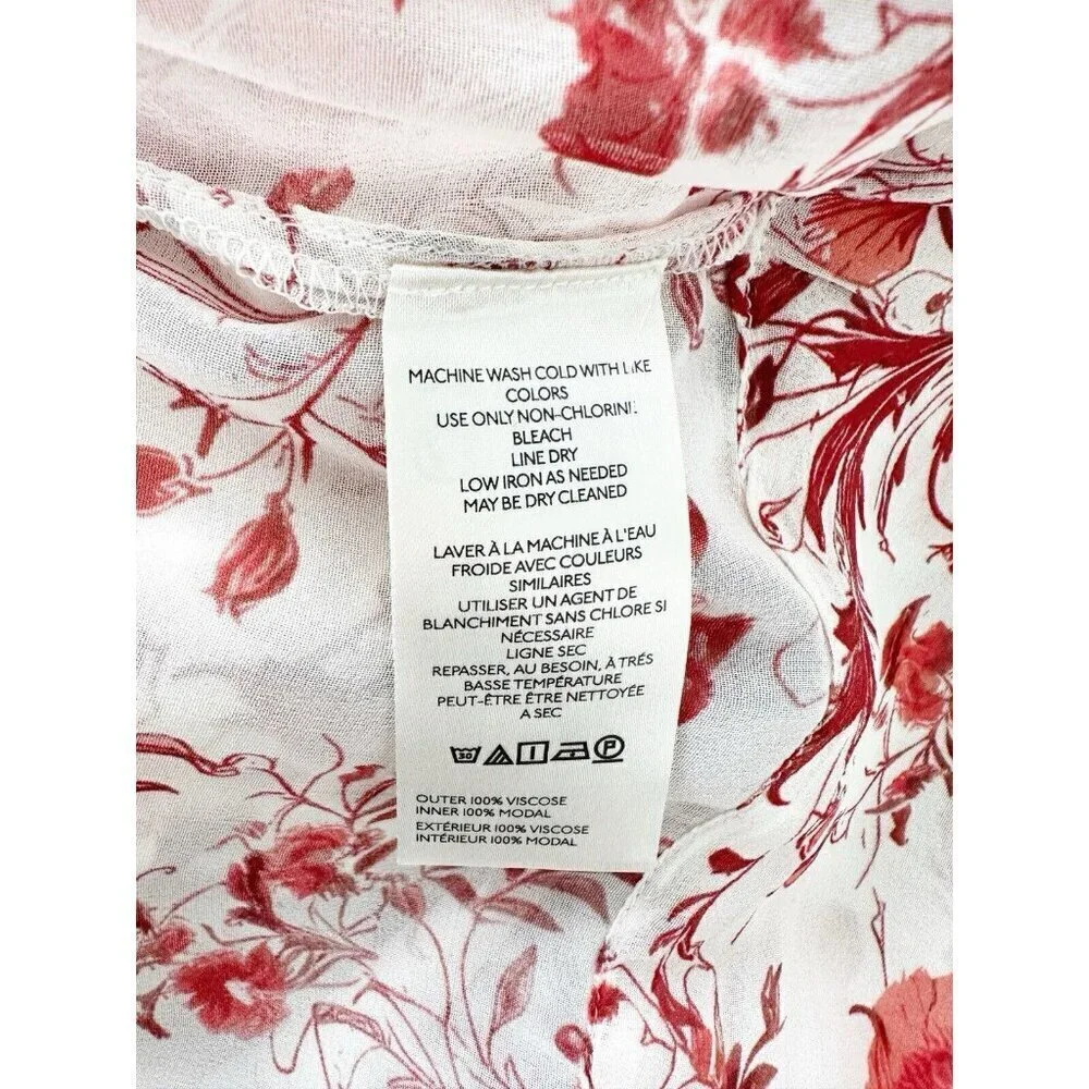 NWT Anthropologie Maeve Long-Sleeve Ruffled Sheer Blouse Top XXS Pink Floral